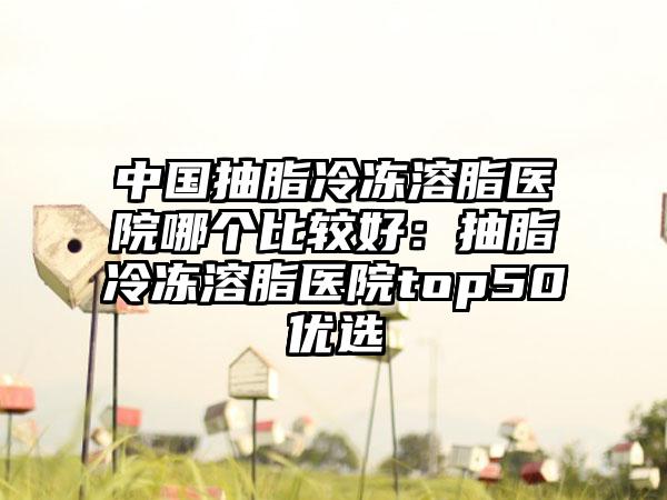 中国抽脂冷冻溶脂医院哪个比较好：抽脂冷冻溶脂医院top50优选