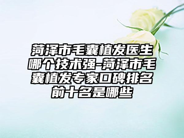 菏泽市毛囊植发医生哪个技术强-菏泽市毛囊植发专家口碑排名前十名是哪些