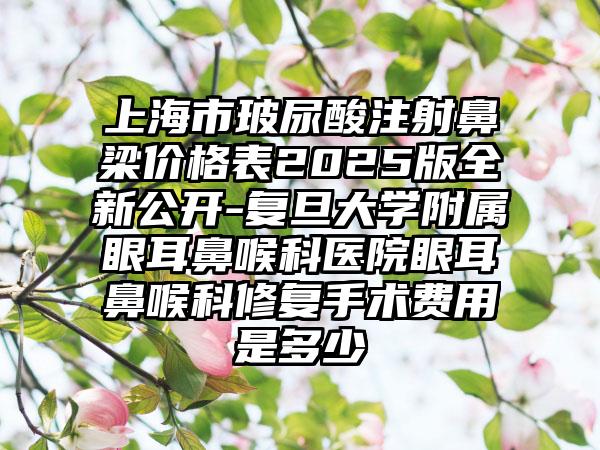 上海市玻尿酸注射鼻梁价格表2025版全新公开-复旦大学附属眼耳鼻喉科医院眼耳鼻喉科修复手术费用是多少