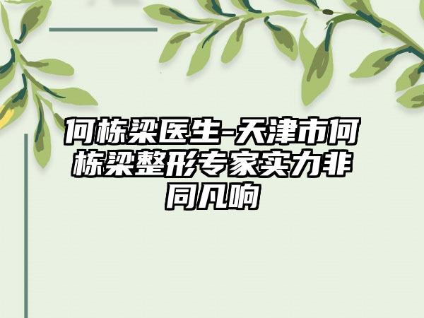 何栋梁医生-天津市何栋梁整形专家实力非同凡响