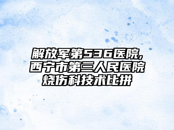 解放军第536医院,西宁市第三人民医院烧伤科技术比拼