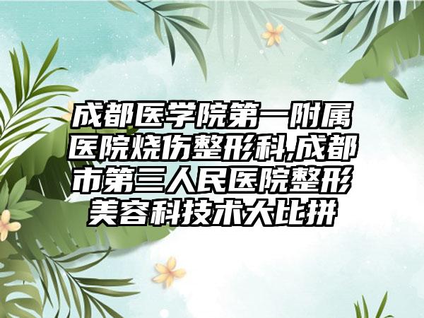 成都医学院第一附属医院烧伤整形科,成都市第三人民医院整形美容科技术大比拼