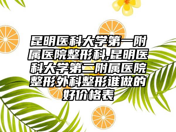 昆明医科大学第一附属医院整形科,昆明医科大学第二附属医院整形外科整形谁做的好价格表