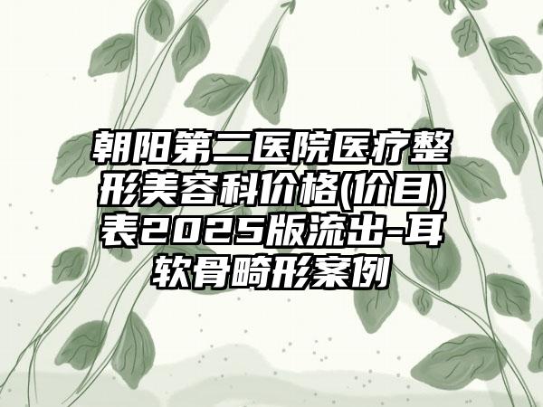 朝阳第二医院医疗整形美容科价格(价目)表2025版流出-耳软骨畸形案例