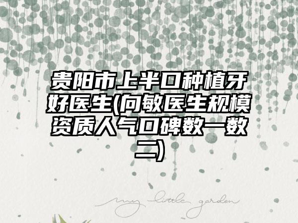 贵阳市上半口种植牙好医生(向敏医生规模资质人气口碑数一数二)