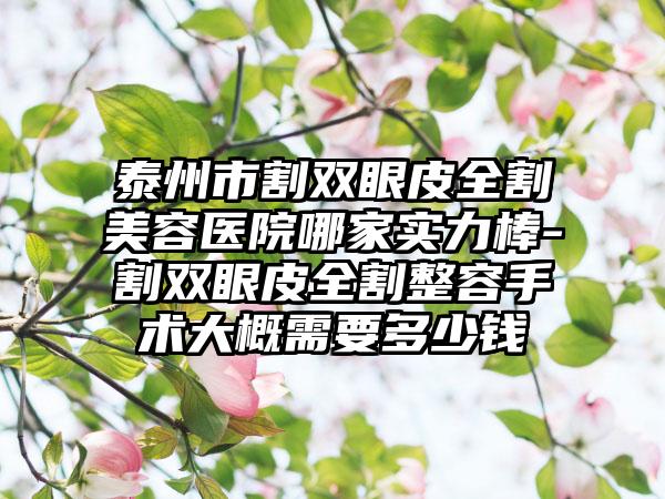 泰州市割双眼皮全割美容医院哪家实力棒-割双眼皮全割整容手术大概需要多少钱