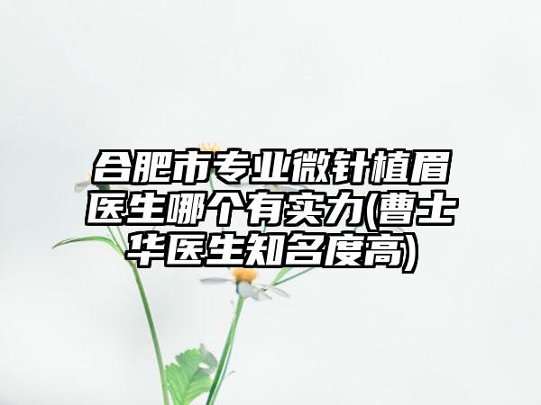 合肥市专业微针植眉医生哪个有实力(曹士华医生知名度高)