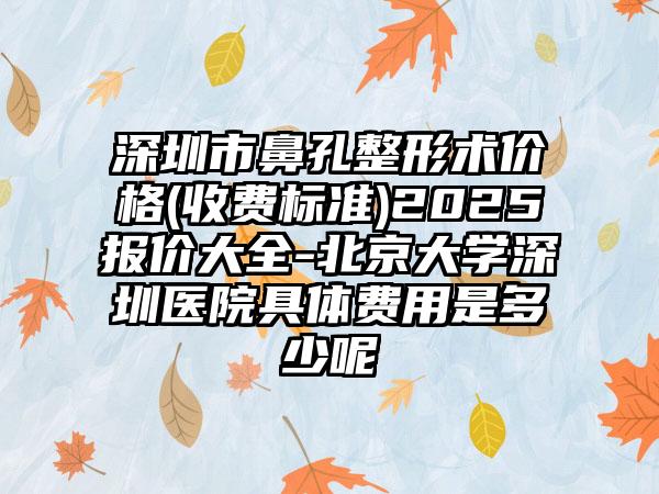 深圳市鼻孔整形术价格(收费标准)2025报价大全-北京大学深圳医院具体费用是多少呢