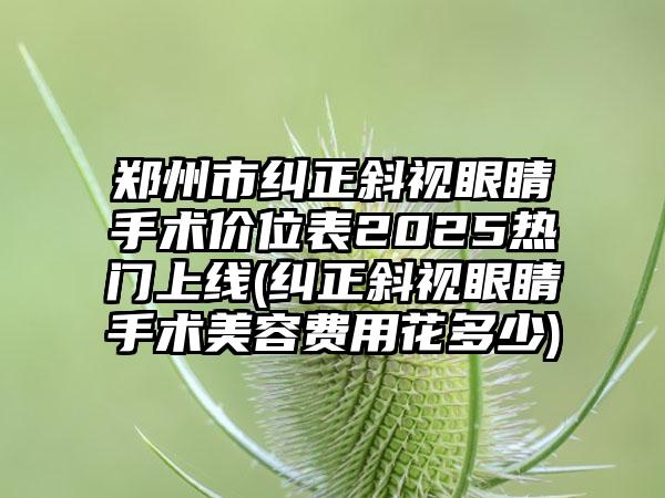 郑州市纠正斜视眼睛手术价位表2025热门上线(纠正斜视眼睛手术美容费用花多少)