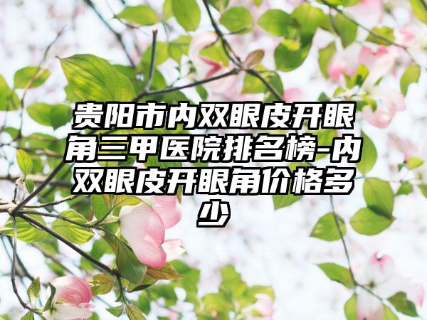 贵阳市内双眼皮开眼角三甲医院排名榜-内双眼皮开眼角价格多少