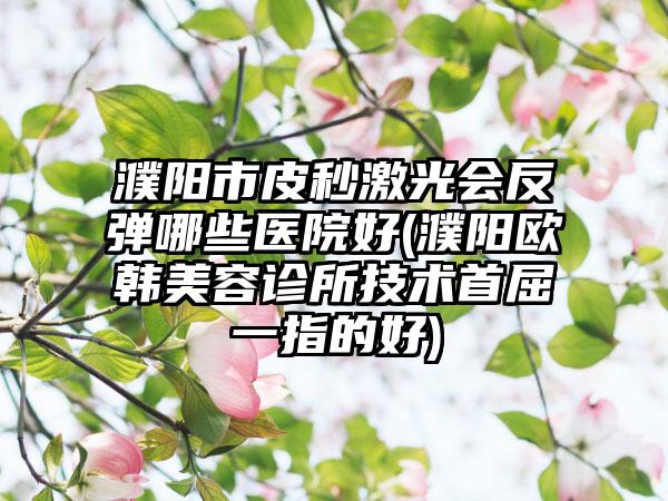 濮阳市皮秒激光会反弹哪些医院好(濮阳欧韩美容诊所技术首屈一指的好)