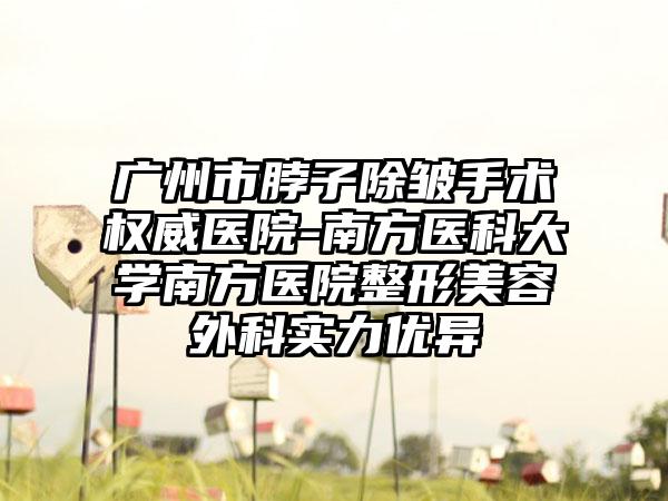 广州市脖子除皱手术权威医院-南方医科大学南方医院整形美容外科实力优异