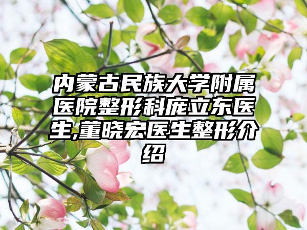 内蒙古民族大学附属医院整形科庞立东医生,董晓宏医生整形介绍